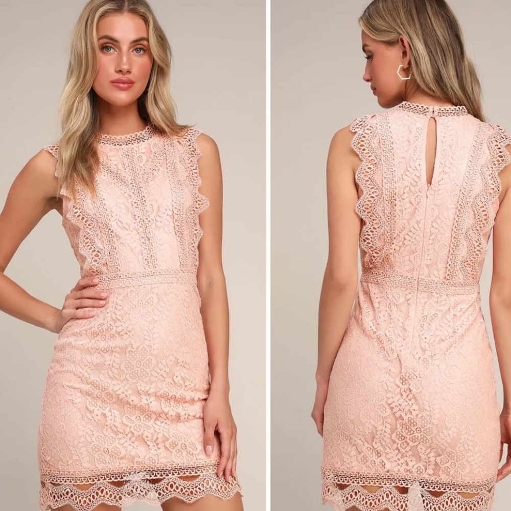 Lulus My Sweetheart Blush Pink Lace Mini Dress Women's Size XSmall